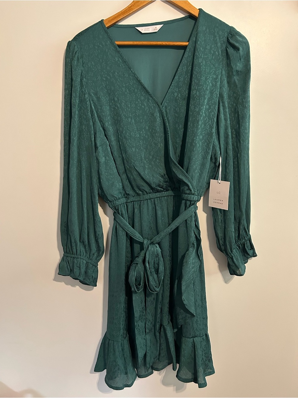 LC Lauren Conrad Deep Teal Wrap Mini Dress